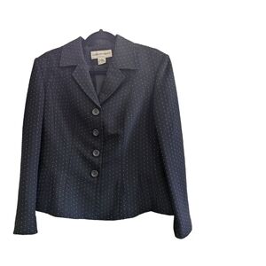 Jones NY Black background with mini White Polka dots,  lined jacket, size 10